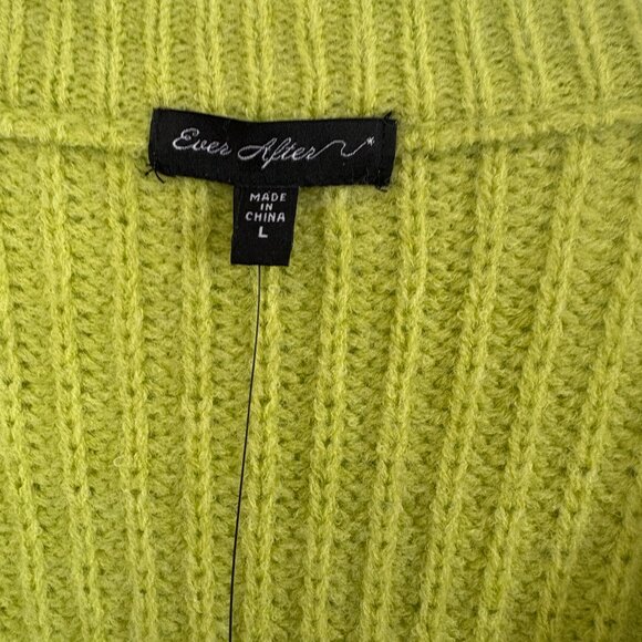 Ever After Nordstrom Ribbed Knit Pullover Sweater V-Neck Lime Green Size Large - Picture 3 of 4